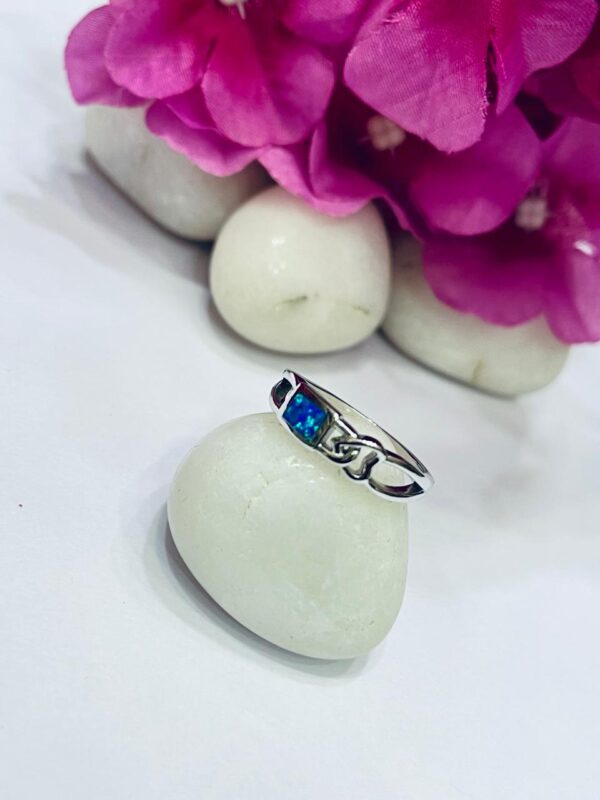 92.5 Pure Silver Opal Premium Finger Ring (Size 17)
