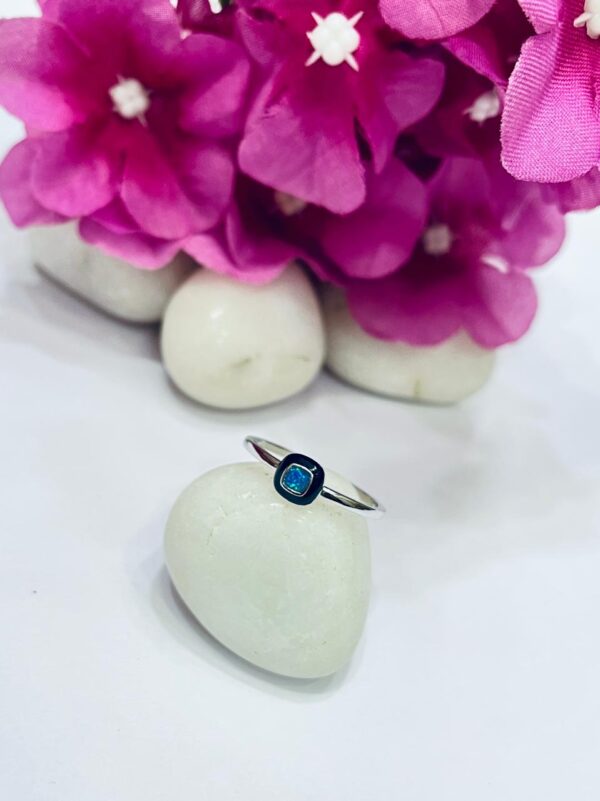 92.5 Pure Silver Square Opal Premium Finger Ring (Size-20)