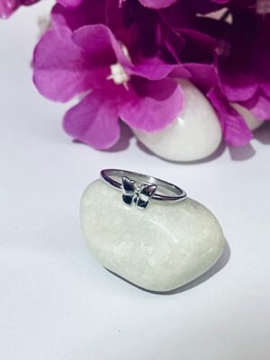 92.5 Pure Silver Butterfly Shape Finger Ring (Size-16)