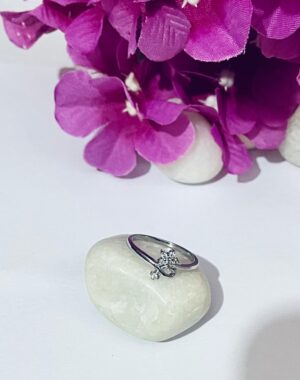 92.5 Pure Silver Premium AD Flower Finger Ring (Size-13)