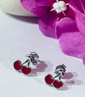 92.5 Pure Silver Strawberry Design Ear Tops