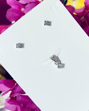92.5 Pure Silver Premium AD Stone Pendant With Eartops (Without Chain)