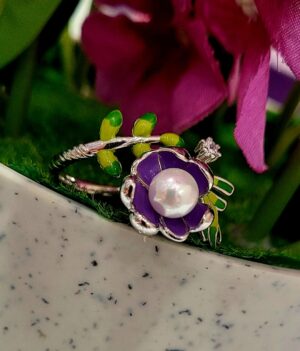 92.5 Pure Silver Premium Flora Leaf Design Adjustable Finger Ring