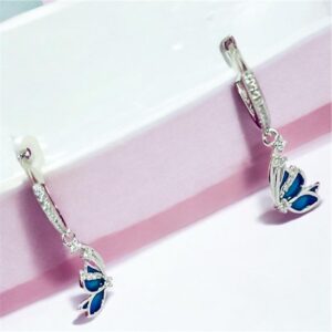 92.5 Pure Silver Stylish Hanging Premium Half Butterfly Earrings