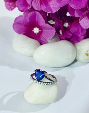 92.5 Pure Silver Premium Blue Stone Finger Ring