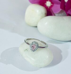92.5 Pure Silver Premium Pink Bravia Finger Ring (Size-15)