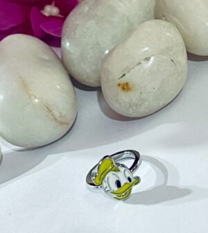 92.5 Pure Silver Yellow Bunny Baby Finger Ring (Size-1)