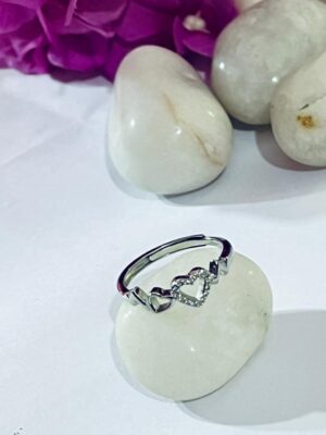 92.5 Pure Silver Premium Heart Shape Finger Ring (size- 19)