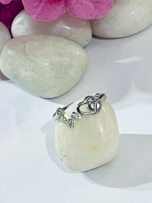 92.5 Pure Silver Premium Double Heart Shape Finger Ring (size- 14)