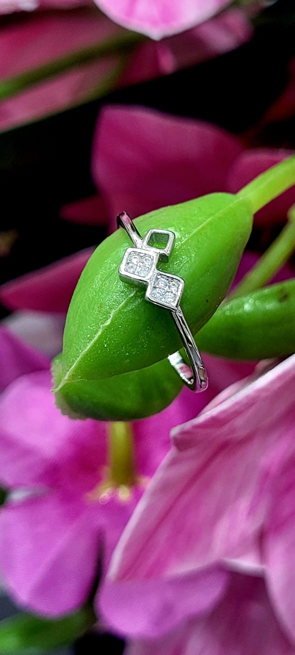 92.5 Pure Silver Premium Barfi Shape Finger Ring (size-15)