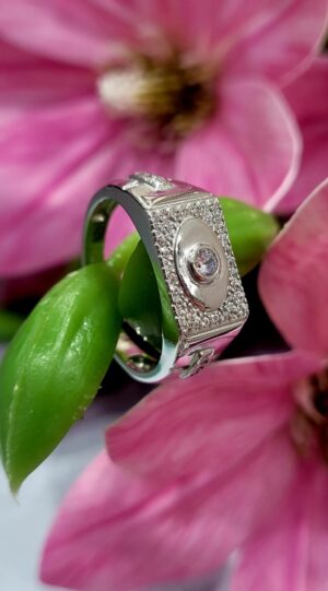 92.5 Pure Silver Premium Square Design Finger Ring (size-20)