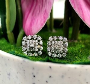 92.5 Pure Silver Premium Square Design Ear Tops