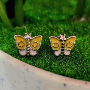 92.5 Pure Silver Premium Yellow Butterfly Eartops