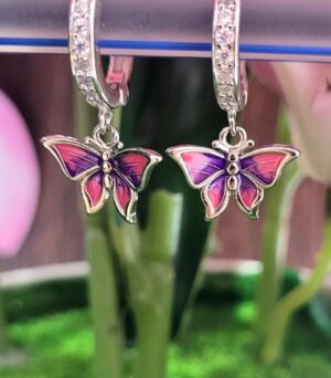 WhatsApp Image 2026-08-09 at 4.22.42 PM 92.5 Pure Silver Hanging Premium Rani Pink Butterfly Earrings
