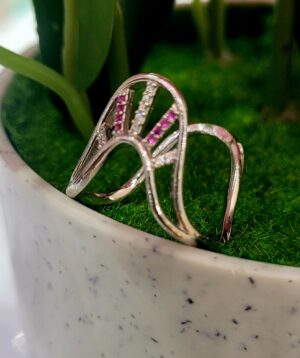 WhatsApp Image 2026-08-10 at 12.49.14 PM 92.5 Pure Silver Premium Pink Stone Adjustable V Finger Ring