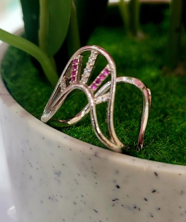 WhatsApp Image 2026-08-10 at 12.49.14 PM 92.5 Pure Silver Premium Pink Stone Adjustable V Finger Ring
