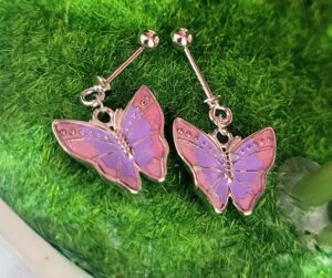 92.5 Pure Silver Premium Pink Purple Butterfly Bugadi