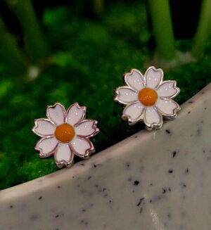 92.5 Pure Silver Premium White Flower Ear Tops