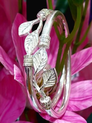 WhatsApp Image 2026-08-21 at 1.07.55 PM 92.5 Pure Silver Leaf Design Bangle (Pair) (Size 22)