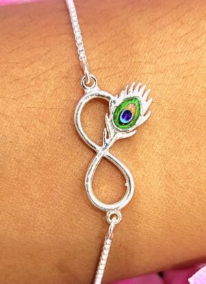 WhatsApp Image 2026-08-24 at 3.19.19 PM 92.5 Pure Silver Premium Infinity Design Peacock Feather Bracelet