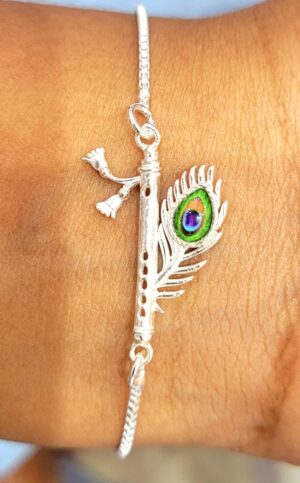WhatsApp Image 2026-08-24 at 3.22.51 PM 92.5 Pure Silver Premium Flute Peacock Feather Bracelet