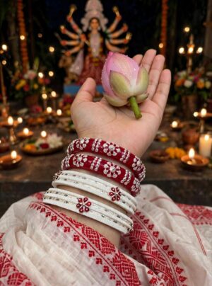 92.5 pure Silver Doubble Line Pat Flower Shankha