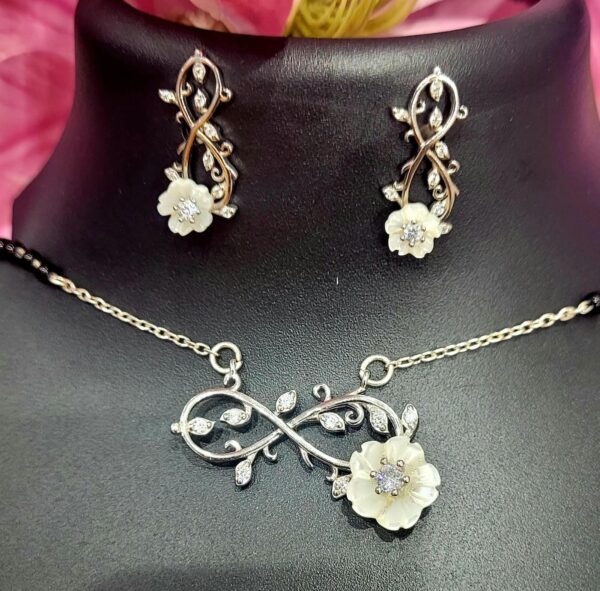 92.5 Pure Silver Flower Drop Design Mangalsutra