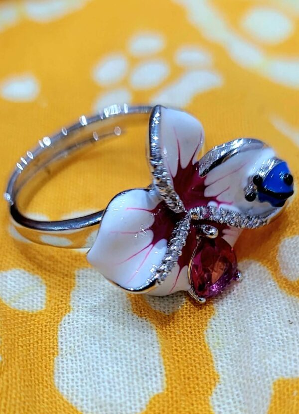 92.5 Pure Silver Premium Floral Adjustable Finger Ring