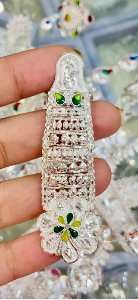 WhatsApp Image 2026-09-07 at 11.53.41 PM 92.5 Pure Silver Catterpillar Minakari Adjustable Finger Ring
