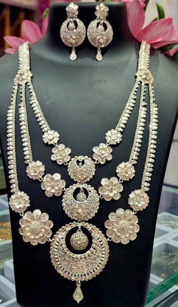 92.5 Pure Silver Kanbali Design Lahori With Earrings