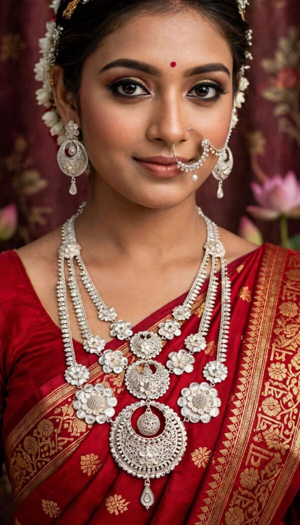 92.5 Pure Silver Kanbali Design Lahori With Earrings