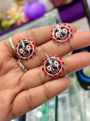 WhatsApp Image 2026-09-08 at 6.12.00 PM 92.5 Pure Silver Jagonnath Red Minakari Pendant With Eartops