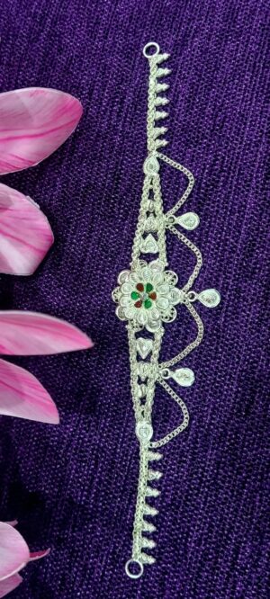92.5 Pure Silver Floral Minakari Design Choker